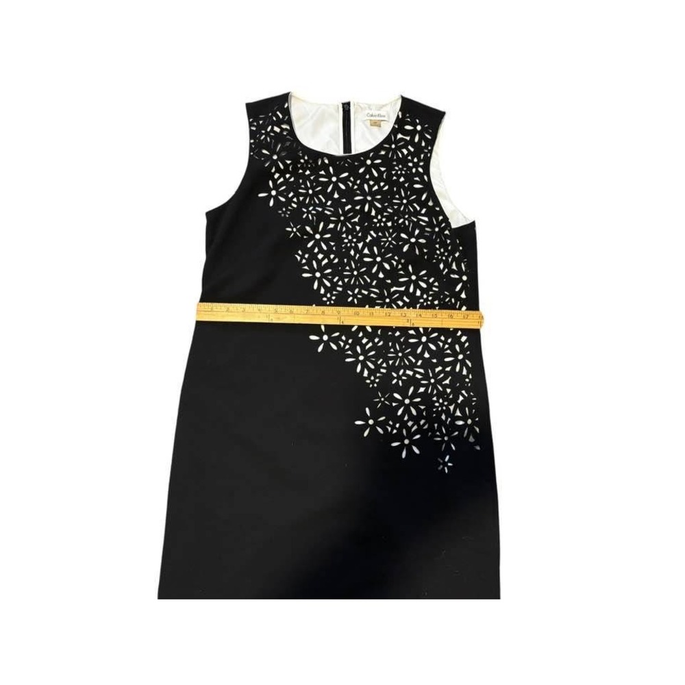Sleeveless Black Dress Floral Laser Cut. Cocktail Wedding Guest Elegant SZ 8 - Picture 8 of 14